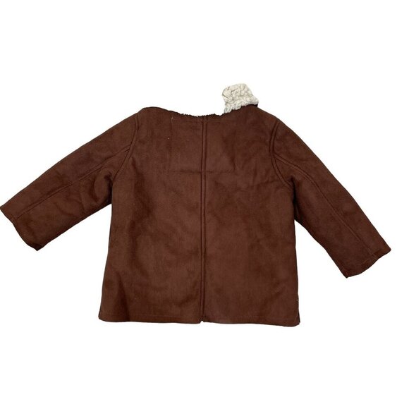Ben Sherman Baby Size 12 Months Brown Faux Sherpa Suede Button-Up Jacket Coat - Picture 3 of 8